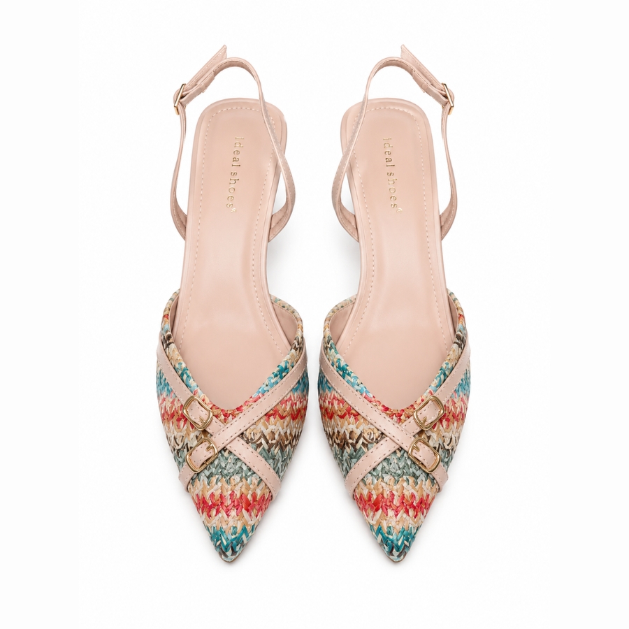 Escarpins Slingback Élégance Tressée – Multicolore