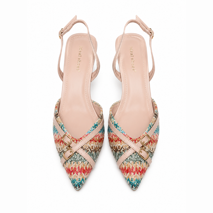 Escarpins Slingback Élégance Tressée – Multicolore